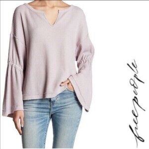 FREE PEOPLE  We The Free Dahlia Bell Sleeve Thermal Top in Purple
